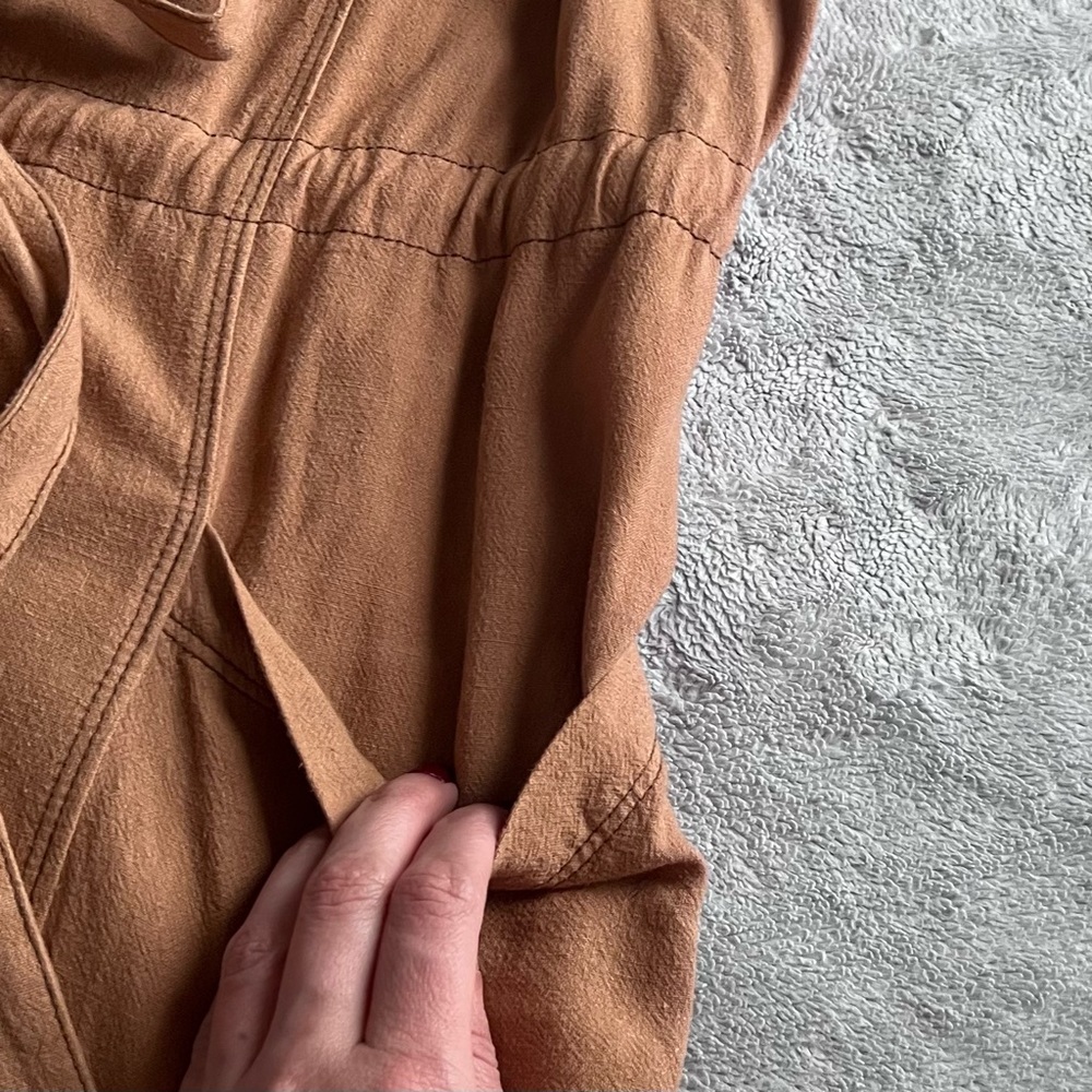 Free People Catch The Breeze Button Tiered Midi Dress Amber Wave Neutral Tan S - Picture 8 of 15